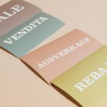 sale cards on beige background