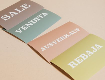 sale cards on beige background